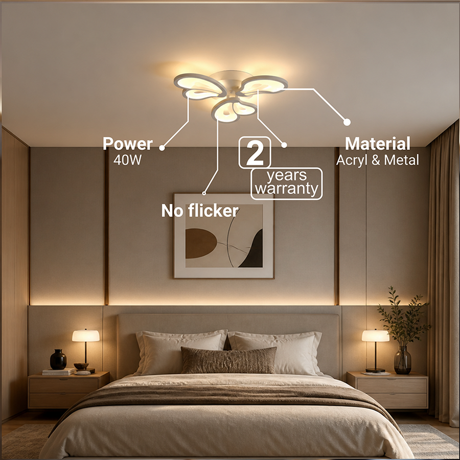 Lustra LED cu telecomanda BLOSSOM 40W, 3 Petale, lumina Rece/Calda/Neutra, Dimabila, Alb