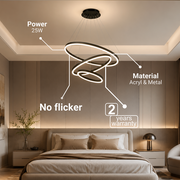 Lustra LED suspendata cu telecomanda CASIANA 85W, 3 Cercuri, lumina Rece/Calda/Neutra, Dimabila, Negru, Inaltime Reglabila