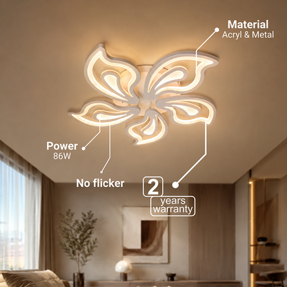 Lustra LED cu telecomanda LILY 86W, 5 Elemente, lumina Rece/Calda/Neutra, Dimabila, Alb