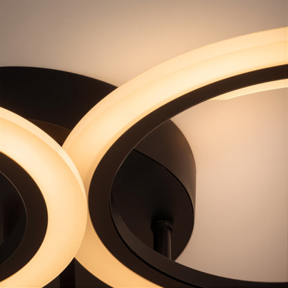 Lustra LED cu telecomanda BETTY 82W, 6 Cercuri, lumina Rece/Calda/Neutra, Dimabila, Negru