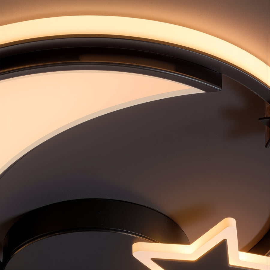 Lustra LED cu telecomanda ALYONA 44W, Luna si Stea, lumina Rece/Calda/Neutra, Dimabila, Negru