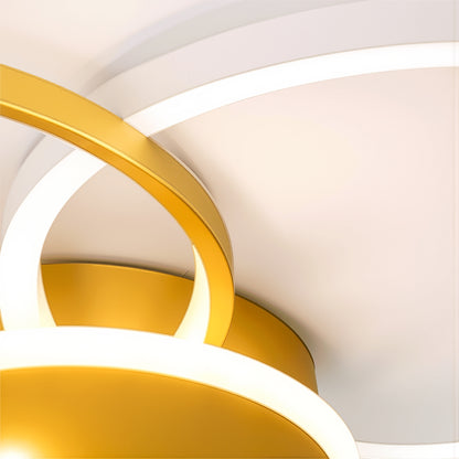 Lustra LED cu telecomanda KILLIAN 80W, 4 Cercuri, lumina Rece/Calda/Neutra, Dimabila, Auriu