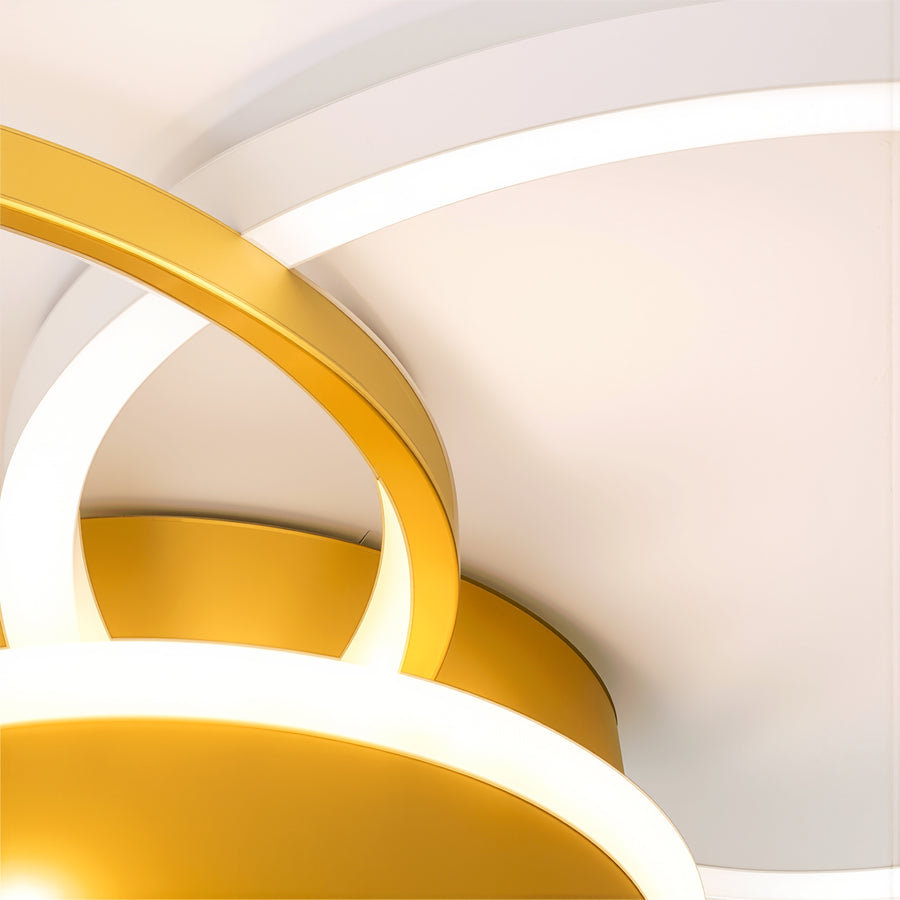 Lustra LED cu telecomanda KILLIAN 80W, 4 Cercuri, lumina Rece/Calda/Neutra, Dimabila, Auriu