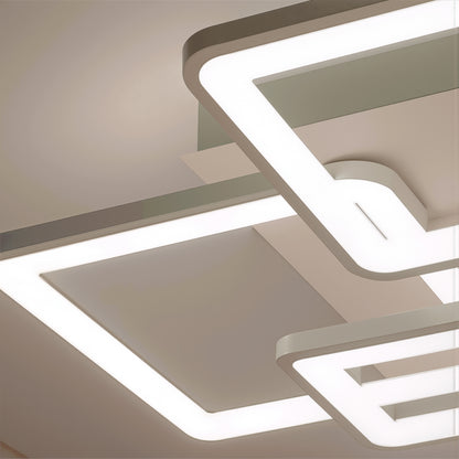 Lustra LED cu telecomanda ELLA 119W, 6 Patrate, lumina Rece/Calda/Neutra, Dimabila, Alb