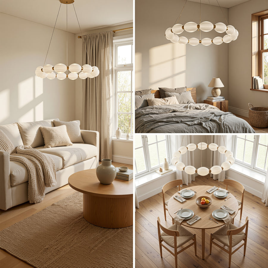 Lustra LED suspendata  FAUSTO II, 42W, lumina Rece/Calda/Neutra, Inaltime Reglabila, Auriu