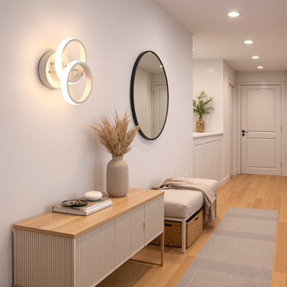 Lustra LED VERTEX CIRCULA 21W, 2 Cercuri, Rame Metalice, lumina Rece/Calda/Neutra, Alb