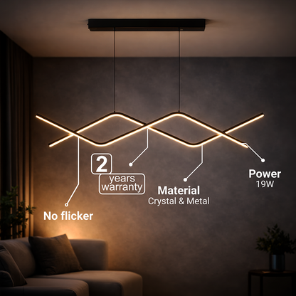 Lustra LED suspendata cu telecomanda ZIGZAG 27W, lumina Rece/Calda/Neutra, Dimabila, Negru, Inaltime Reglabila