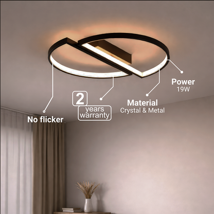 Lustra LED cu telecomanda VECTOR ARCUS 52W, 2 Elemente, lumina Rece/Calda/Neutra, Dimabila, Negru