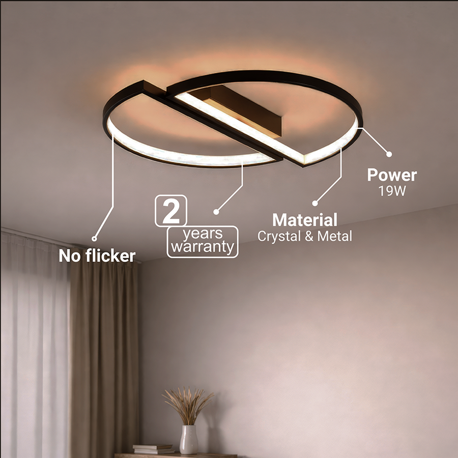 Lustra LED cu telecomanda VECTOR ARCUS 52W, 2 Elemente, lumina Rece/Calda/Neutra, Dimabila, Negru