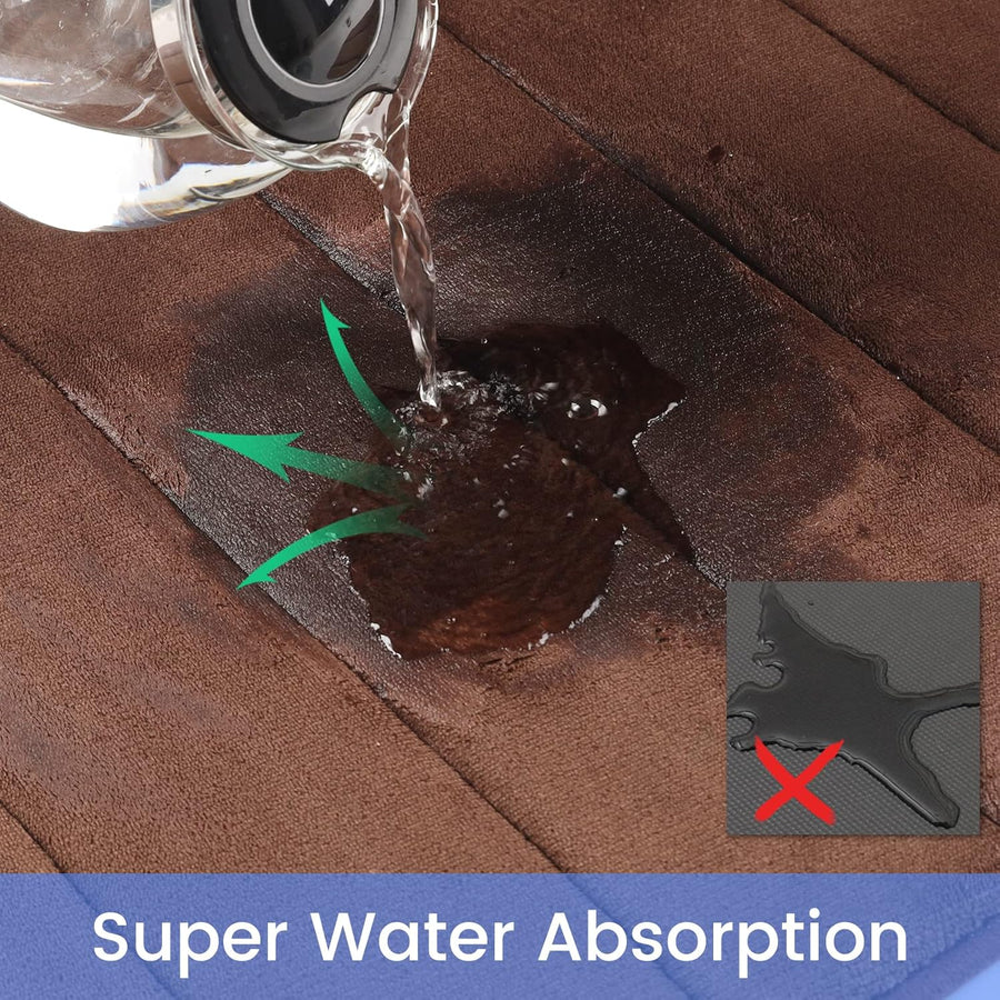 Covorase de Baie, 80x50 cm / 50x40 cm, Maro, Antiderapant, Absorbant, Set 2 bucati