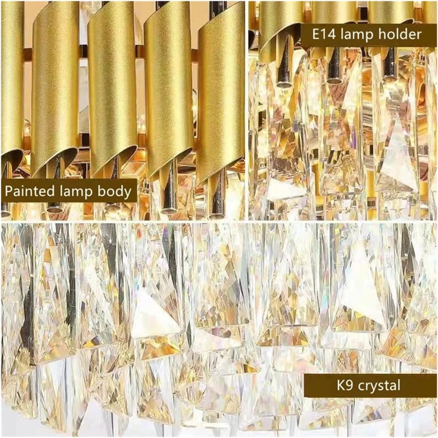 Candelabru Cristal VERSAILLES Supremo, CC900/800GD, 12xE14, Diametru 80cm, Auriu Lucios, Inaltime Reglabila, Metal si Cristal