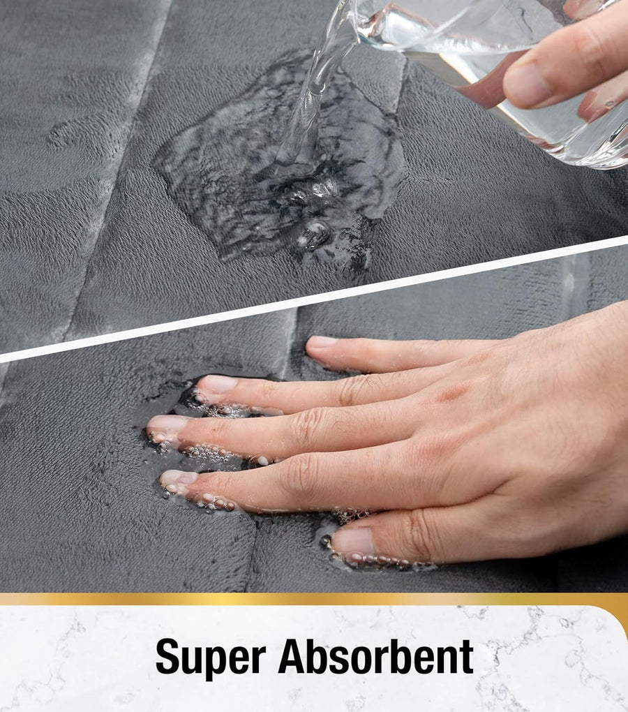 Covoras de Baie, 50x80 cm, Gri, Antiderapant, Absorbant