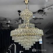 Candelabru Junnut 21*E27, Cristal si Metal, Auriu