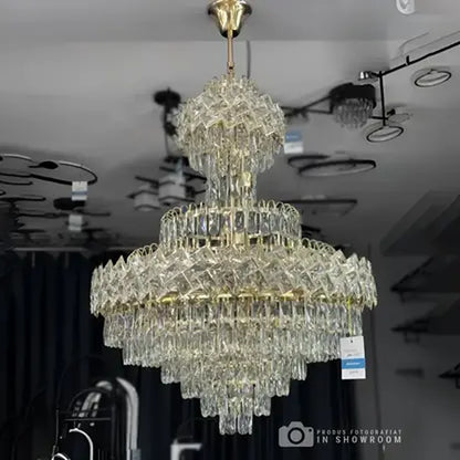 Candelabru Junnut 21*E27, Cristal si Metal, Auriu