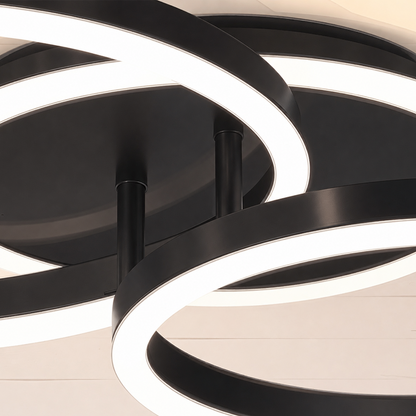 Lustra LED cu telecomanda RINOVA 66W, 2 Cercuri, lumina Rece/Calda/Neutra, Dimabila, Negru