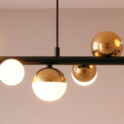 Lustră Suspendată LED Acril Aurion 29W cu Telecomandă, Dimabilă, Negru Auriu, Metal și Acril