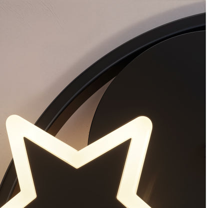 Lustra LED cu telecomanda ALYONA 44W, Luna si Stea, lumina Rece/Calda/Neutra, Dimabila, Negru