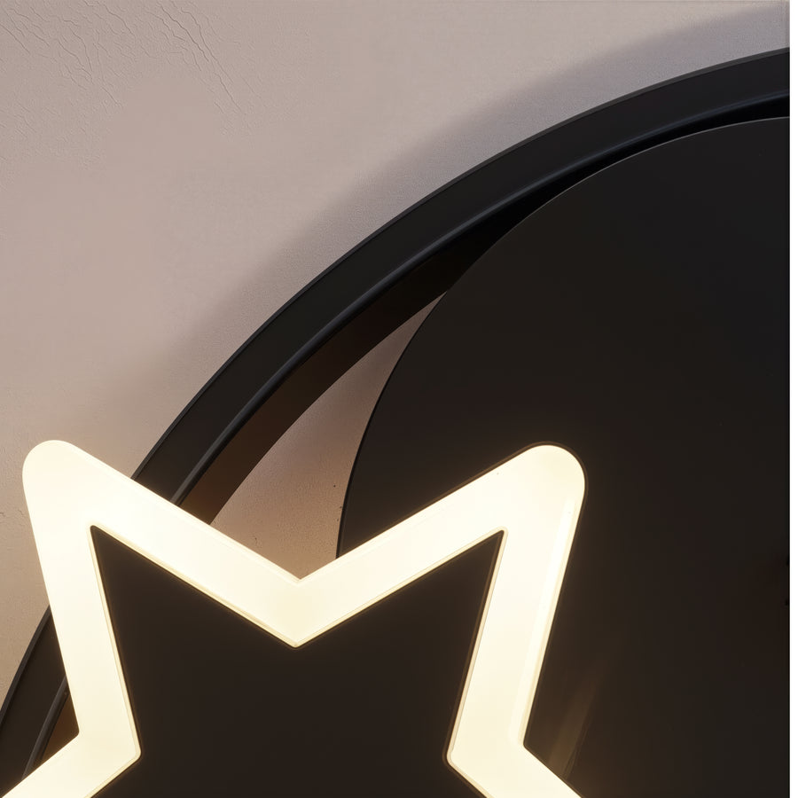 Lustra LED cu telecomanda ALYONA 44W, Luna si Stea, lumina Rece/Calda/Neutra, Dimabila, Negru