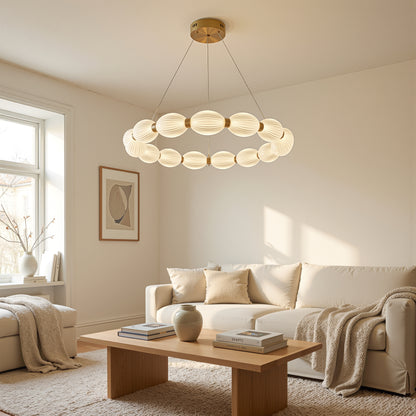 Lustra LED suspendata  FAUSTO II, 42W, lumina Rece/Calda/Neutra, Inaltime Reglabila, Auriu