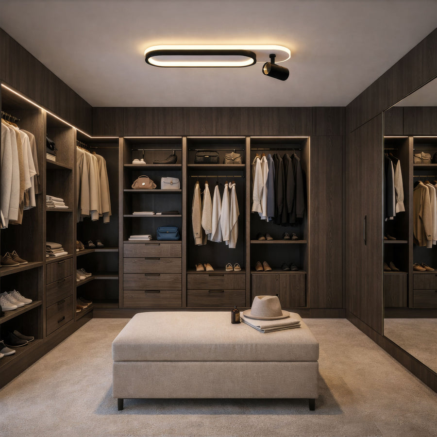 Lustra LED cu Proiector Reglabil FISSO Camilla 49W, lumina 3000/4000/6000k, Negru