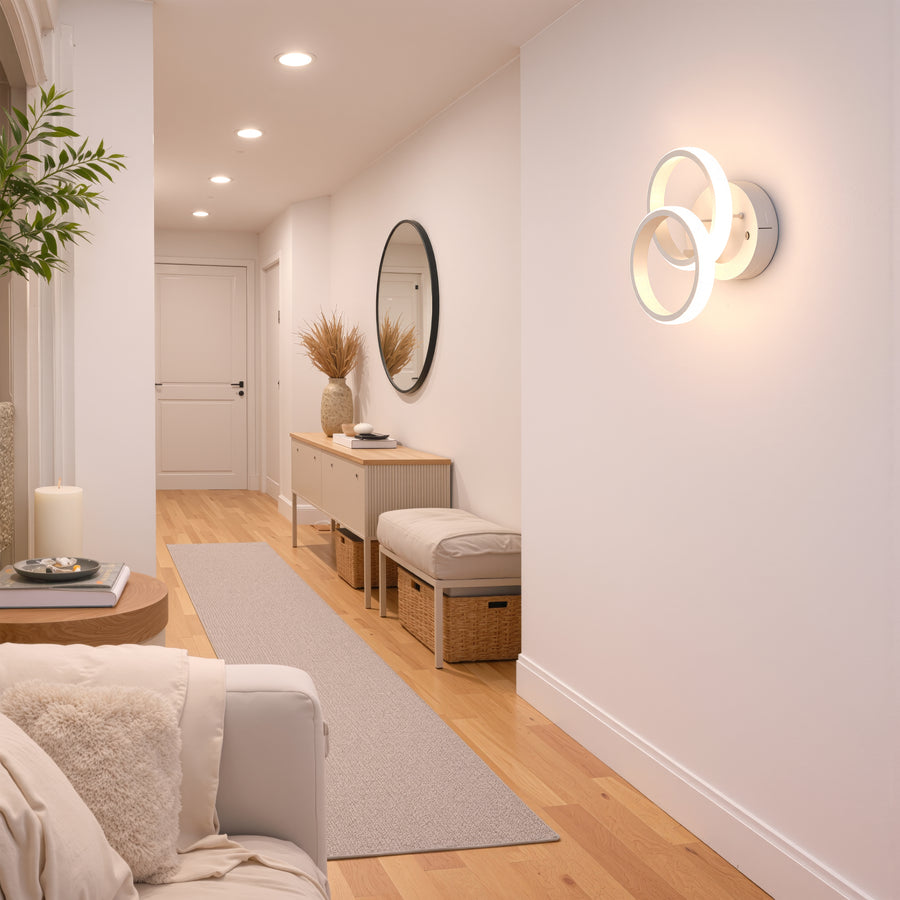 Lustra LED VERTEX CIRCULA 21W, 2 Cercuri, Rame Metalice, lumina Rece/Calda/Neutra, Alb