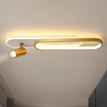 Lustra LED cu Proiector Reglabil FISSO Camilla, 48W, lumina Rece/Calda/Neutra 3000K/4000K/6000K, Auriu Lucios, Metal si Acril