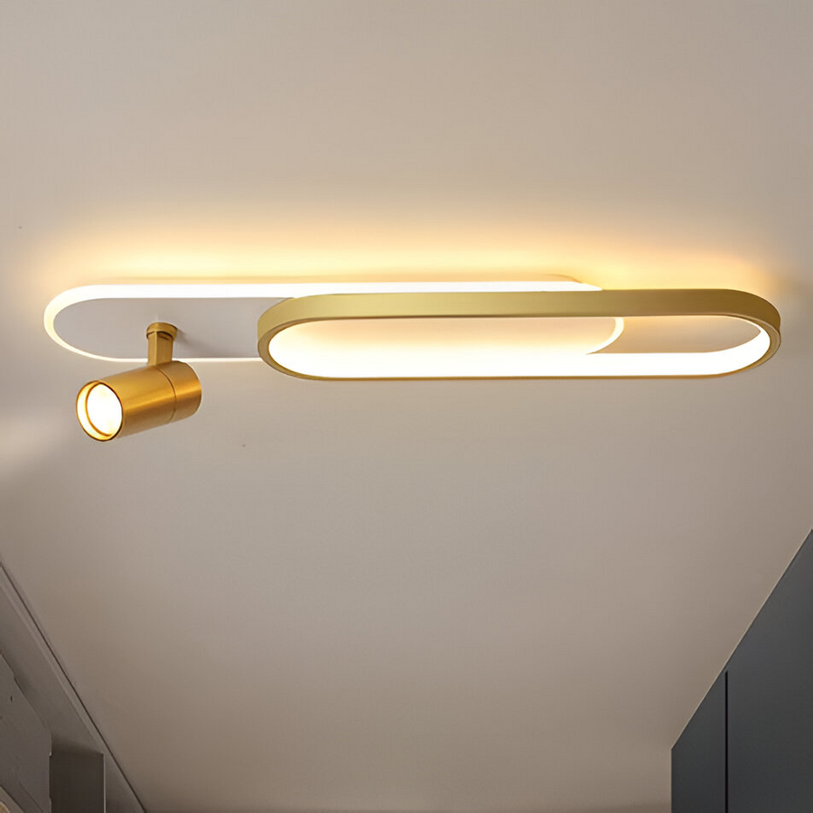 Lustra LED cu Proiector Reglabil FISSO Camilla, 48W, lumina Rece/Calda/Neutra 3000K/4000K/6000K, Auriu Lucios, Metal si Acril