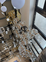 Candelabru Cristal LED KILKENNY Culmino, 144W, Lumina Neutra, Diametru 60cm, Auriu