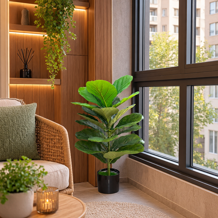 Planta Artificială Copac Tip Smochin, 70 cm, Verde, cu Ghiveci