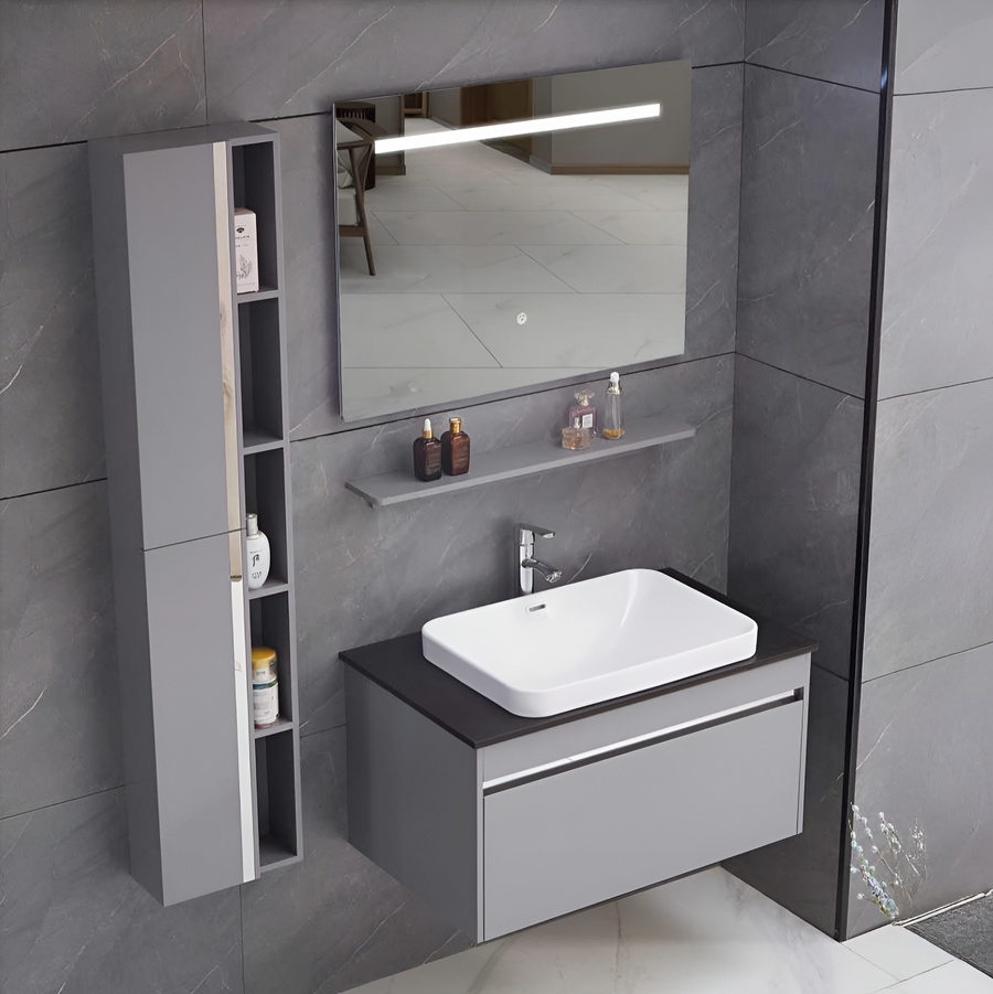 Set mobilier Annelise Cu Oglinda LED, Dulap PV0017T/60 Gri