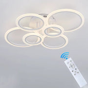 Lustra LED cu telecomanda BETTY 82W, 6 Cercuri, lumina Rece/Calda/Neutra, Dimabila, Alb