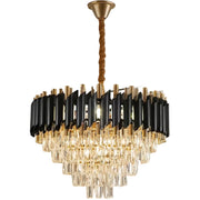 Candelabru Cristal VERSAILLES Eleganza 8x E14, Diametru 50cm, Negru, Auriu Lucios, Inaltime Reglabila