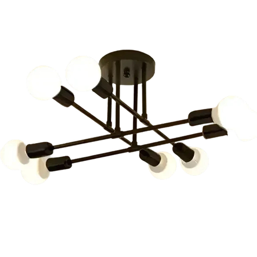 Lustra Clasica Modernist Octa, 8x E27, Negru, Design Modern, Metal, Fara Abajur