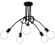 Lustra Modernist Penta 5, 5x E27, Negru, Design Modern