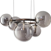 Lustra cu Abajur Rotund , VENERE Zodiaco ,1 Cerc 5xG9, Metal , Negru, Inaltime Reglabila