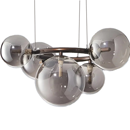 Lustra cu Abajur Rotund , VENERE Zodiaco ,1 Cerc 5xG9, Metal , Negru, Inaltime Reglabila