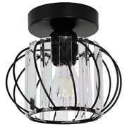 Lustra Monica, 1 X E27, Ø 16 cm, Negru, Metal / Sticla