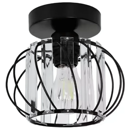 Lustra Monica, 1 X E27, Ø 16 cm, Negru, Metal / Sticla