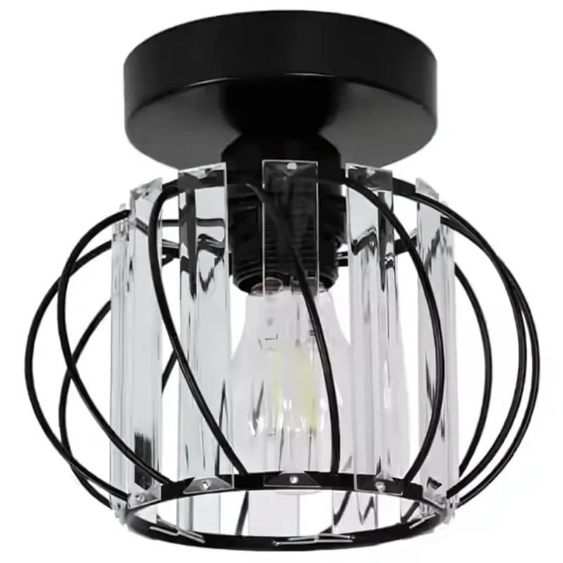 Lustra Monica, 1 X E27, Ø 16 cm, Negru, Metal / Sticla