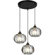 Lustra Monica LC910/3RBK, 3 X E27, Negru, Metal si Sticla