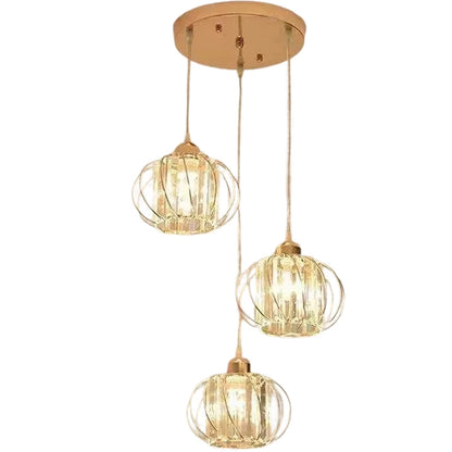 Lustra Monica LC910/3RGD, 3 X E27, Auriu, Metal si Sticla