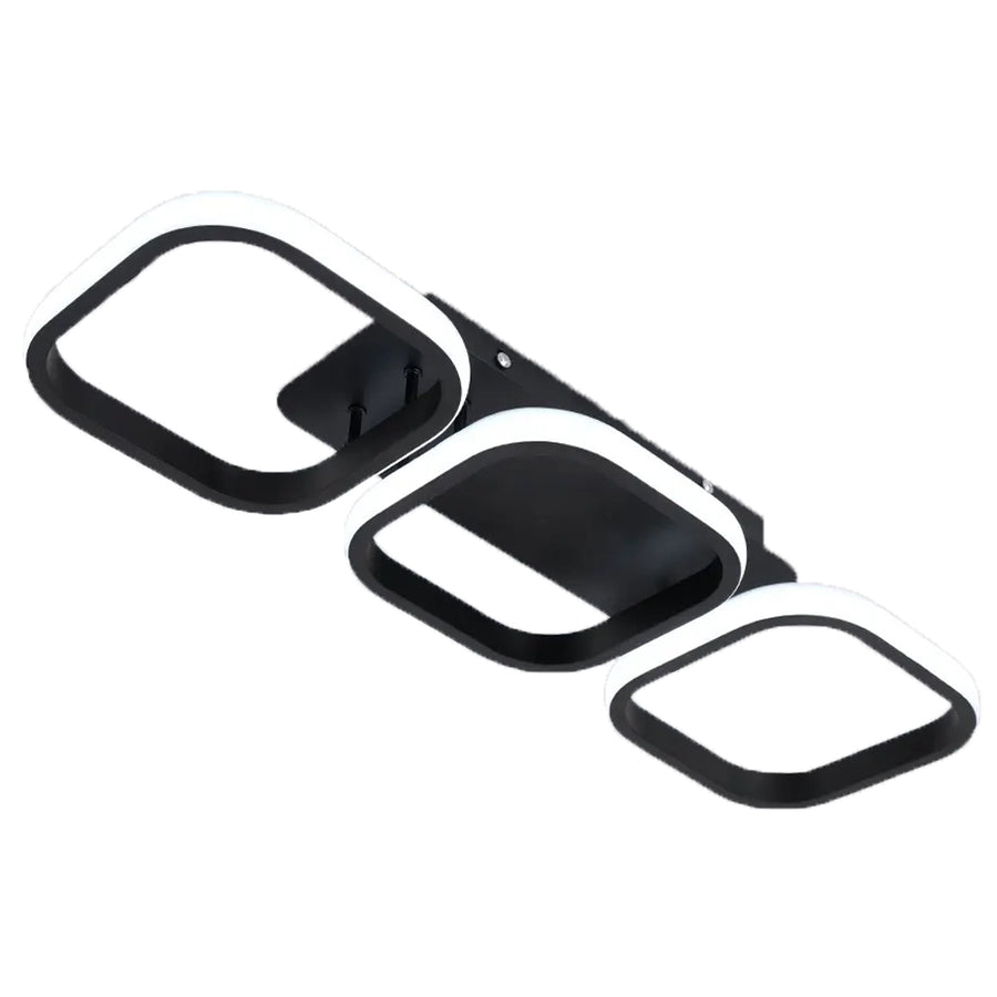 Lustra LED VERTEX 34W, 3 Patrate, Liniara, lumina Rece/Calda/Neutra, Neagra