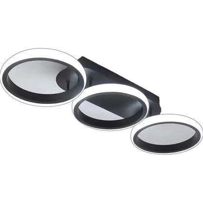 Lustra LED ELIO 24W, 3 Cercuri, Liniara, lumina Rece/Calda/Neutra, Negru