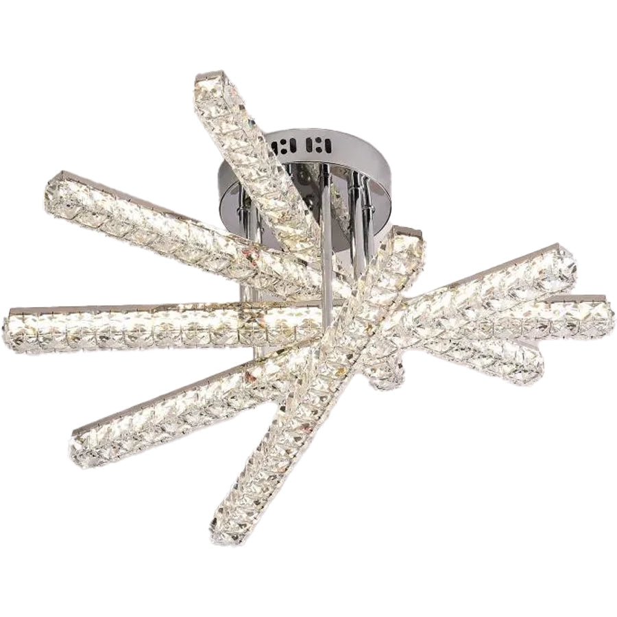 Lustra LED cu telecomanda LUELLA 79W 5 Elemente, Liniara, lumina Rece/Calda/Neutra, Dimabila, Argintiu