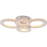 Lustra LED cu telecomanda si cristal NOVA ROTONDA RGB 82W, 4 Cercuri, lumina Rece/Calda/Neutra, Dimabila, Alb