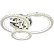 Lustra LED cu telecomanda si cristal NOVA ROTONDA RGB 73W, 3 Cercuri, lumina Rece/Calda/Neutra, Dimabila, Crom Lucios