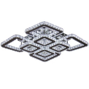 Lustra LED cu telecomanda si cristal QUADRIA SUPREMO RGB 168W, 8 Patrate, lumina Rece/Calda/Neutra, Dimabila, Crom Lucios