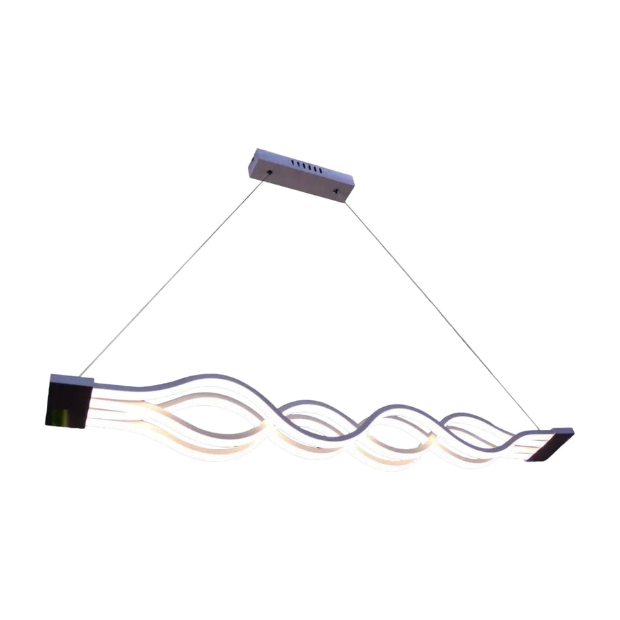 Lustra LED suspendata cu telecomanda WAVE 89W, Liniara, lumina Rece/Calda/Neutra, Dimabila, Alb, Inaltime Reglabila