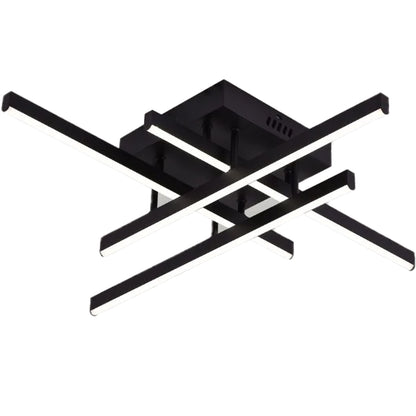 Lustra LED cu Telecomanda LINEX, 52W, 4 Elemente, Liniara, lumina Rece/Calda/Neutra, Dimabila, Negru