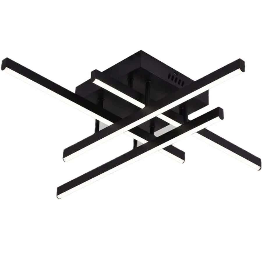 Lustra LED cu Telecomanda LINEX, 52W, 4 Elemente, Liniara, lumina Rece/Calda/Neutra, Dimabila, Negru